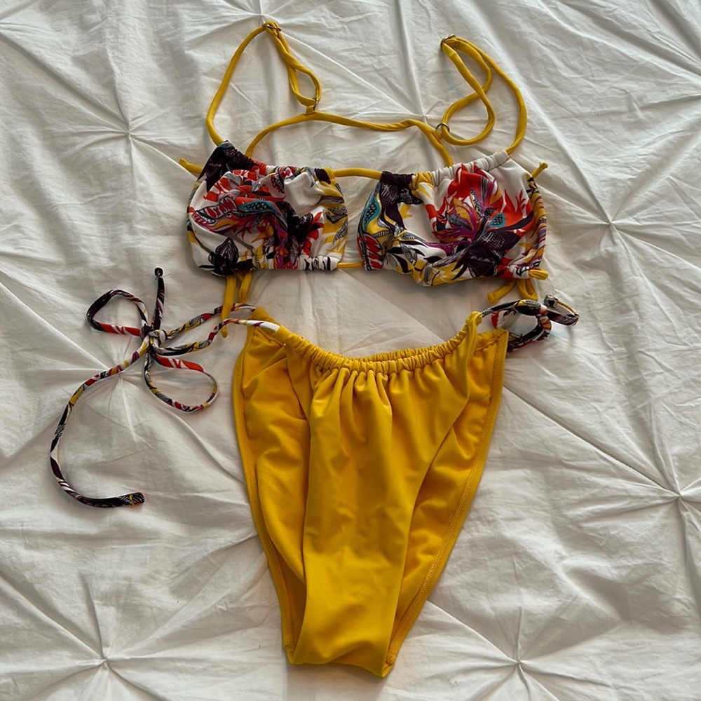 Ashely Graham x Swimsuits for all Yellow String Bikini Set